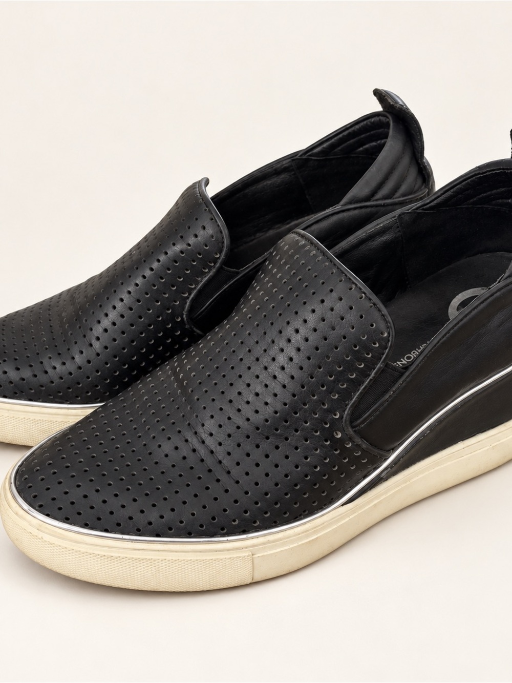 Black Perforated Slip-On Women’s Sneakers